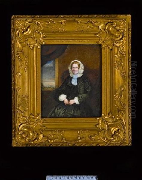 A Pair Of Portraits Of A Lady And Gentleman Both Seated In Armchairs Oil Painting by William Corden