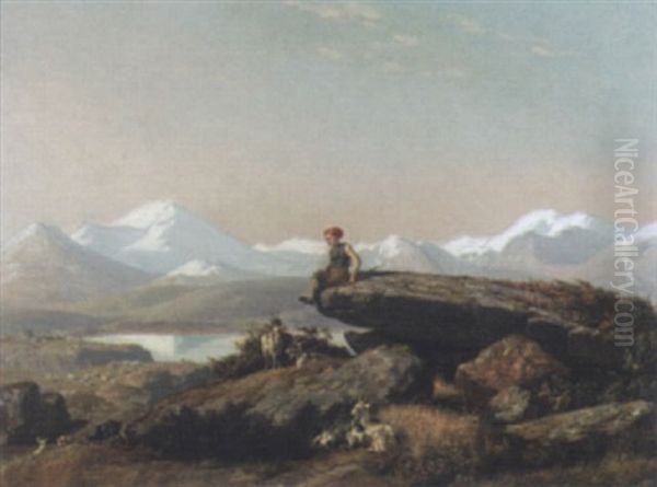 Der Kleine Norwegische Ziegenhirte Im Rondane-gebirge Bei Gudbrandsdal Oil Painting by Johann-Wilhelm Cordes