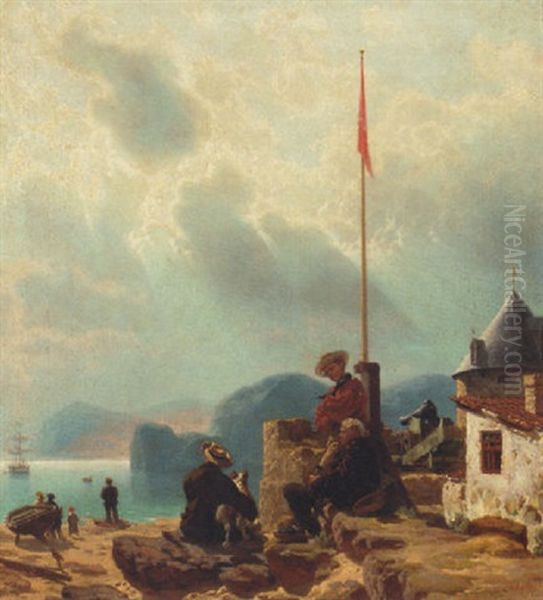 Leaving Port Oil Painting by Johann-Wilhelm Cordes