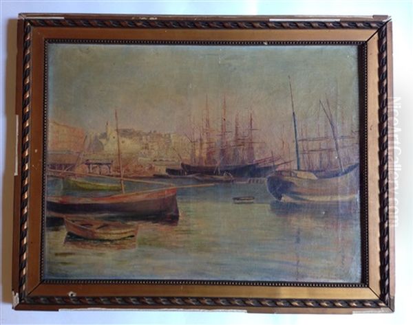 Bateaux Dans Le Port D'alger Oil Painting by Frederic Samuel Cordey