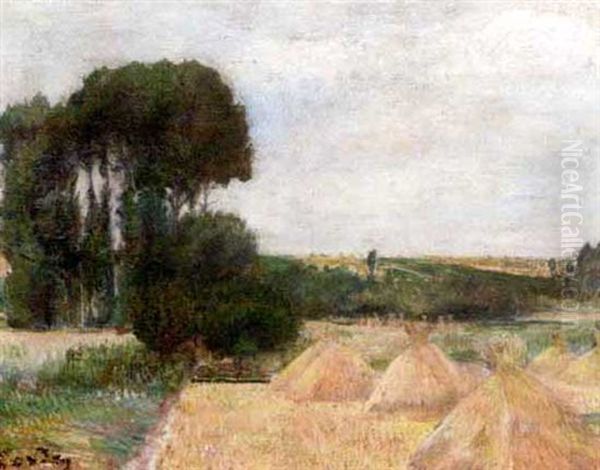 Hay Stacks, Near Pontoise Oil Painting by Frederic Samuel Cordey