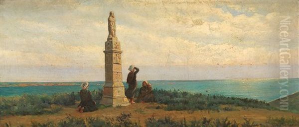 Bretonnes Au Calvaire Oil Painting by Charles Pierre Modeste Cordier