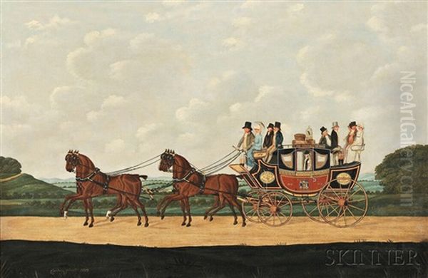 Messrs. J. Moseley & T. Fuller's London-eastbourne Coach Oil Painting by John Cordrey