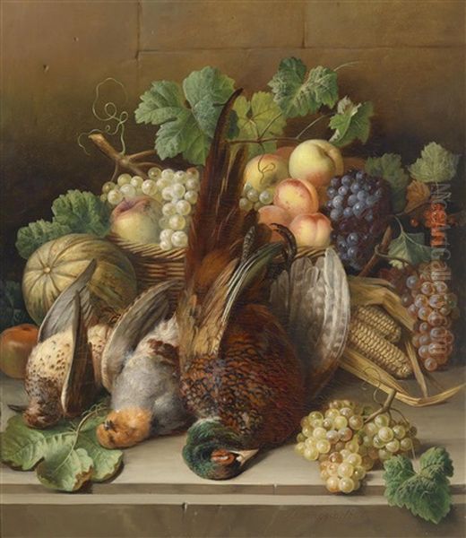 Jagdliches Stillleben Mit Fasan Und Obst Oil Painting by Joseph Coreggio