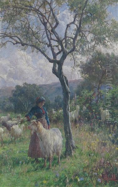 The Shepherdess Oil Painting by Augusto Corelli