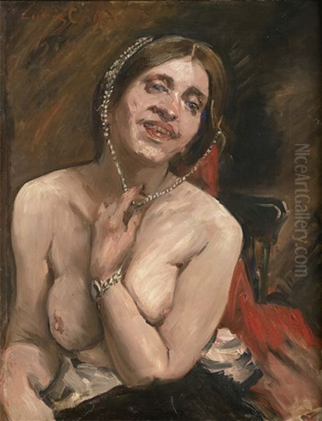 Weiblicher Halbakt Im Sessel (die Schauspielerin Gertrud Eysoldt) Oil Painting by Lovis Corinth