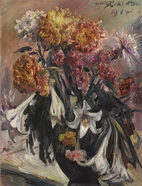 Chrysanthemen Und Lilien (chrysanthemums And Lilies) Oil Painting by Lovis Corinth