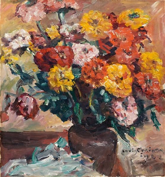 Zinnien Oil Painting by Lovis Corinth