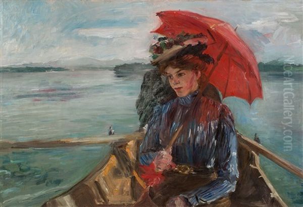 Fraulein Heck (im Boot Auf Dem Starnberger See) Oil Painting by Lovis Corinth