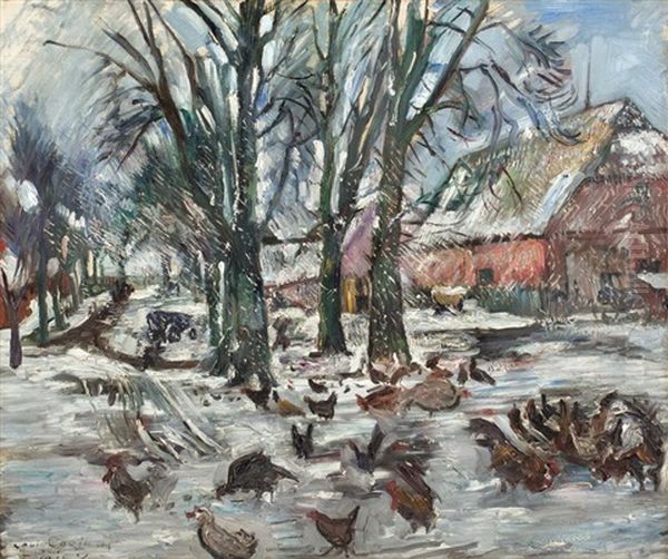 Gutshof Im Winter Oil Painting by Lovis Corinth