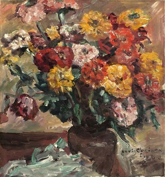 Zinnien Oil Painting by Lovis Corinth