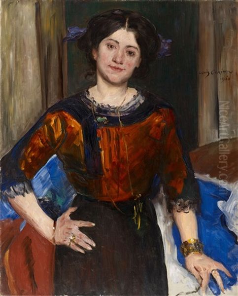 Portrat Charlotte Corinth In Brauner Bluse Oil Painting by Lovis Corinth