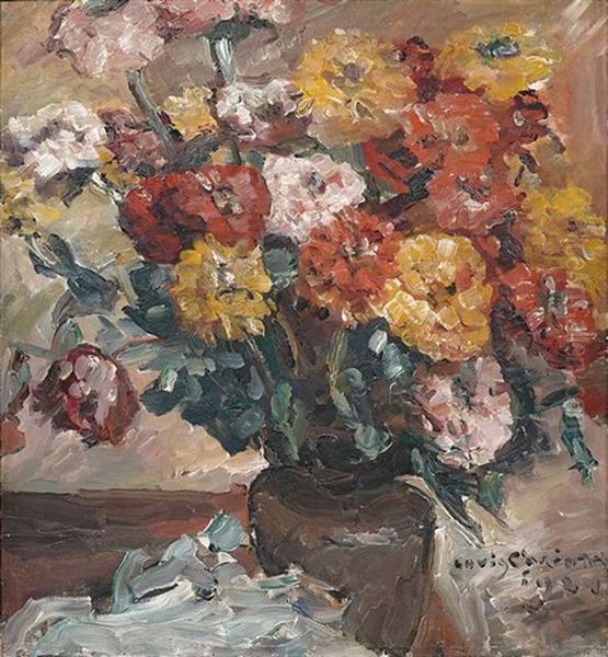 Zinnien Oil Painting by Lovis Corinth