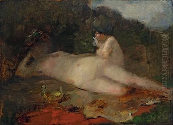 Nymphe Und Flotender Faun by Lovis Corinth