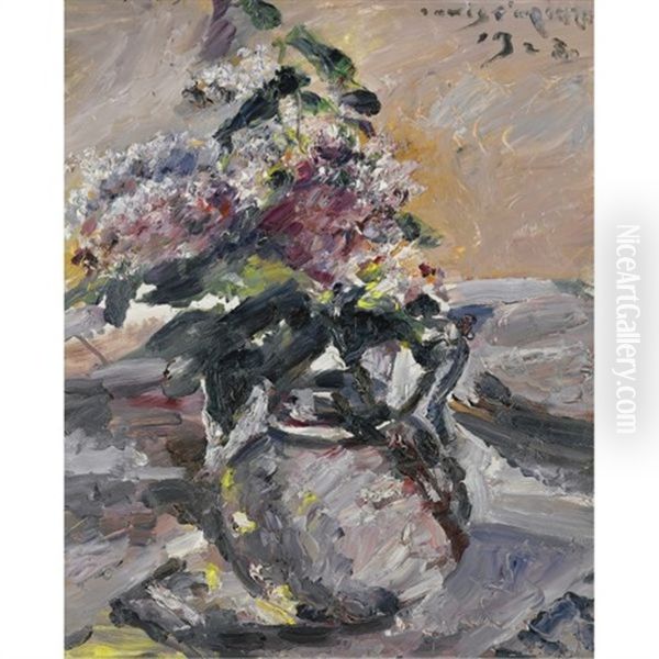 Flieder Im Glaskrug (lilac In A Glass Jug) Oil Painting by Lovis Corinth