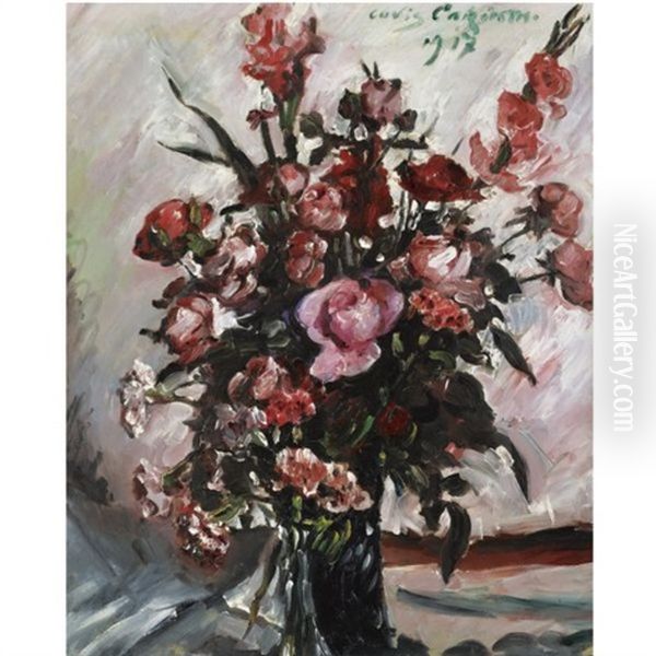 Rosa Rosen (pink Roses) Oil Painting by Lovis Corinth