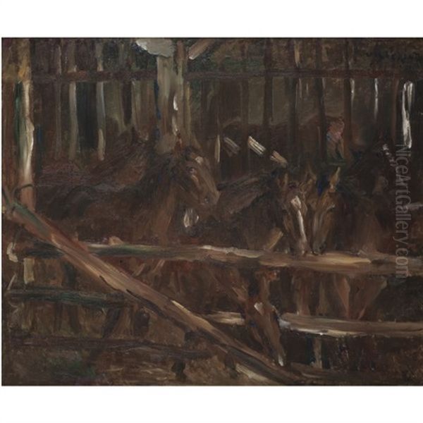 Fohlen Im Stall Oil Painting by Lovis Corinth