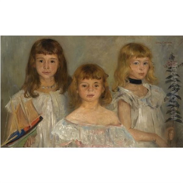 Drei Kleine Madchen (three Girls) Oil Painting by Lovis Corinth