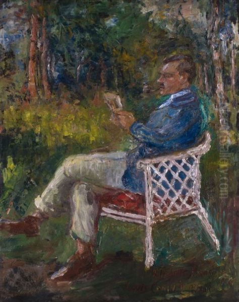 Der Maler Wilhelm Trubner In Einem Gartenstuhl Oil Painting by Lovis Corinth