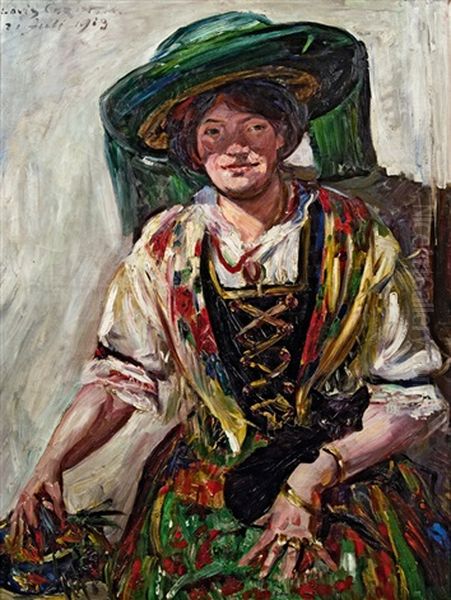 Tirolerin Mit Katze Oil Painting by Lovis Corinth