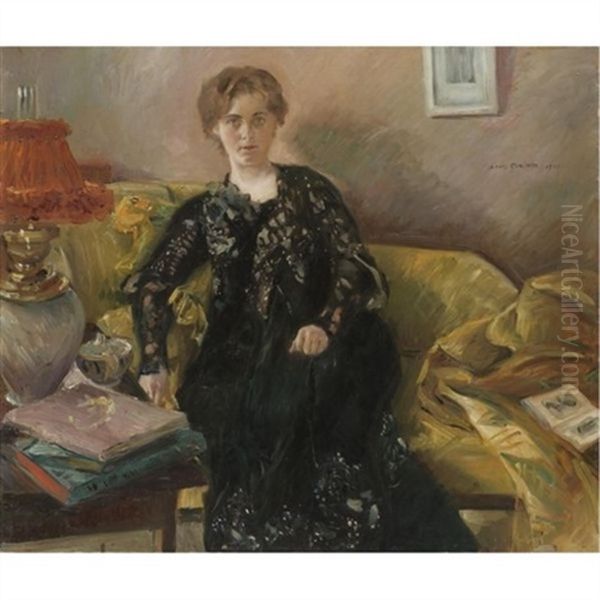 Frau Korfiz Holm (the Wife Of Poet Korfiz Holm) Oil Painting by Lovis Corinth