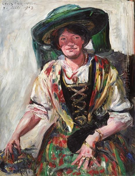 Tirolerin Mit Katze Oil Painting by Lovis Corinth