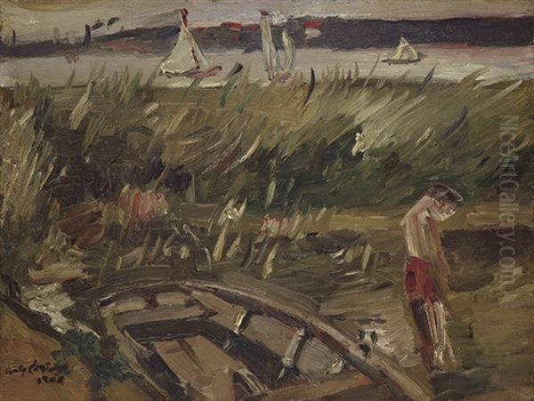 Kahn Im Schilf Am Muritzsee Oil Painting by Lovis Corinth