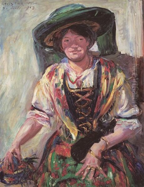 Tirolerin Mit Katze by Lovis Corinth