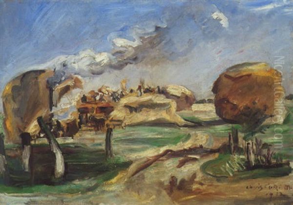 Dampfdrescherei In Niendorf Oil Painting by Lovis Corinth