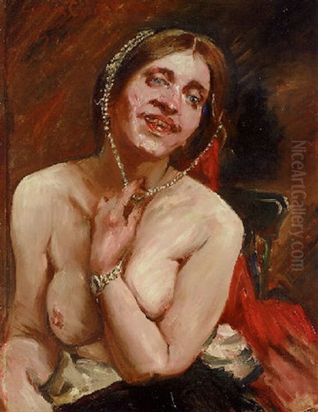 Weiblicher Halbakt Im Sessel (die Schauspielerin Gertrud Eysoldt) Oil Painting by Lovis Corinth