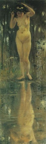 Madchen Am Wasserspiegel Oil Painting by Lovis Corinth