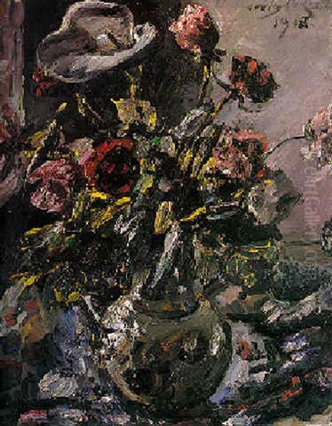 Rosen Und Eine Kalla (roses And A Calla) Oil Painting by Lovis Corinth