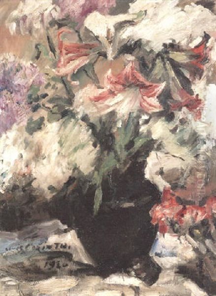 Amaryllis Und Flieder Im Bronzekubel Oil Painting by Lovis Corinth