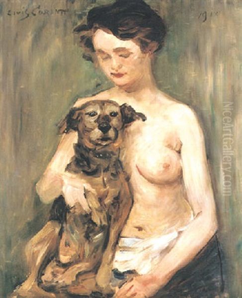 Kvinna Med Hund Oil Painting by Lovis Corinth