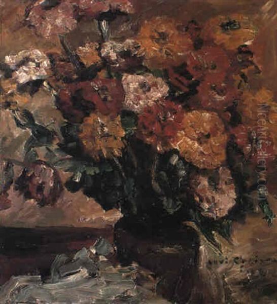 Zinnien Oil Painting by Lovis Corinth