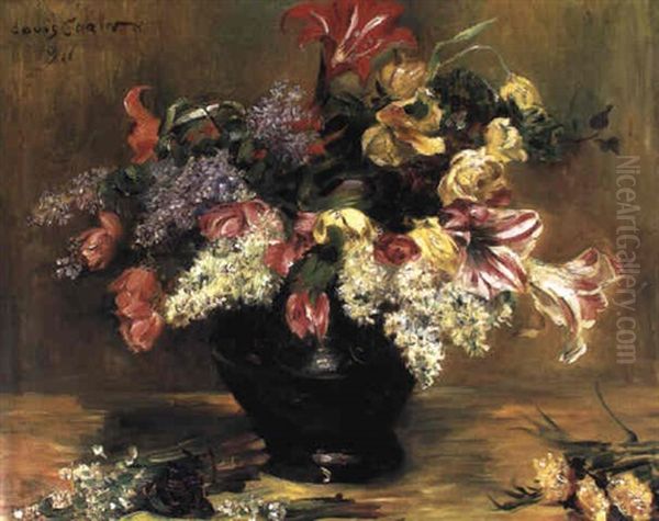 Amaryllis, Flieder Und Tulpen Oil Painting by Lovis Corinth