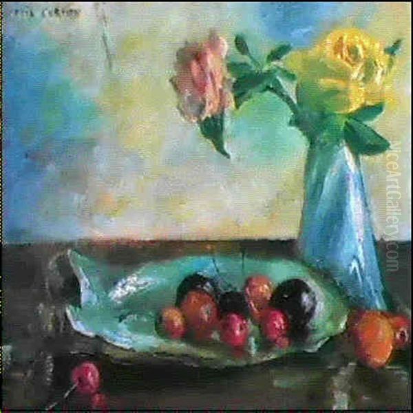 Stilleben Mit Blumen In Vase, Muschel Und Obst Oil Painting by Lovis Corinth