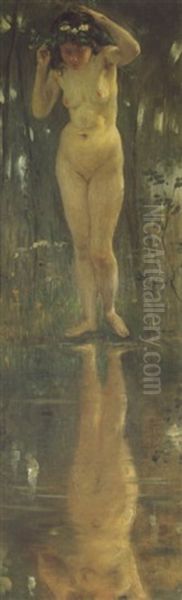 Madchen Am Wasserspiegel Oil Painting by Lovis Corinth