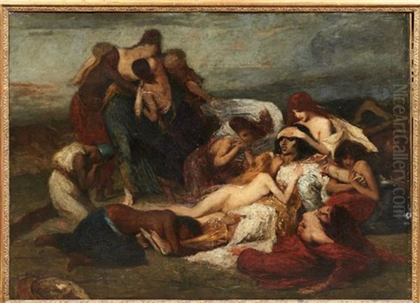 La Mort Du Roi De Ceylan Oil Painting by Fernand Cormon