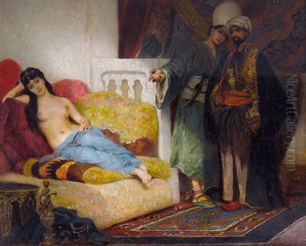 Orientalische Szene Mit Odaliske Oil Painting by Fernand Cormon