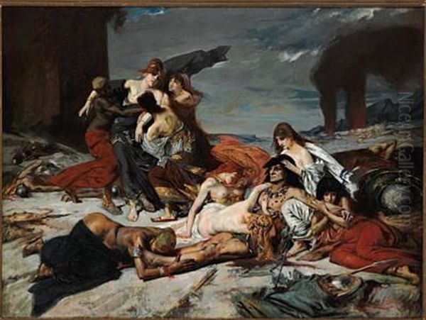 La Mort De Ravana Oil Painting by Fernand Cormon