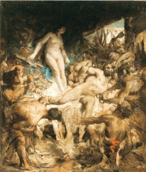 Samson Et Dalila Oil Painting by Fernand Cormon