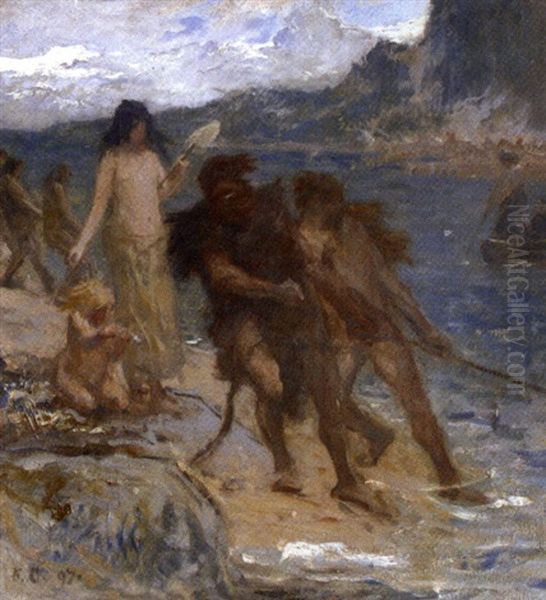 Scene Prehistorique by Fernand Cormon