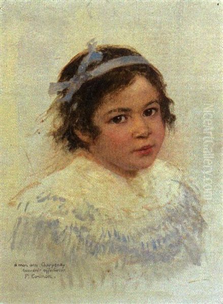 Portrait De Petite Fille Oil Painting by Fernand Cormon