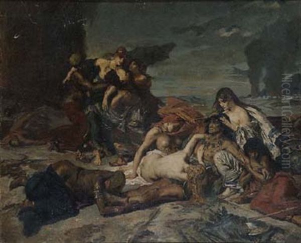 La Mort De Ramania Oil Painting by Fernand Cormon