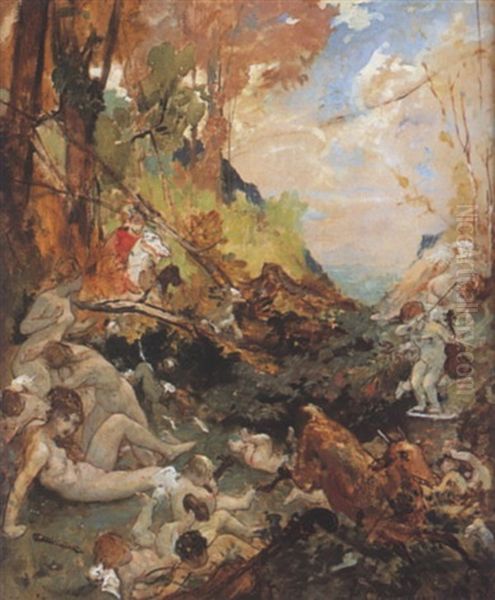 Fantaisie Mythologique, Fete De Printemps Oil Painting by Fernand Cormon