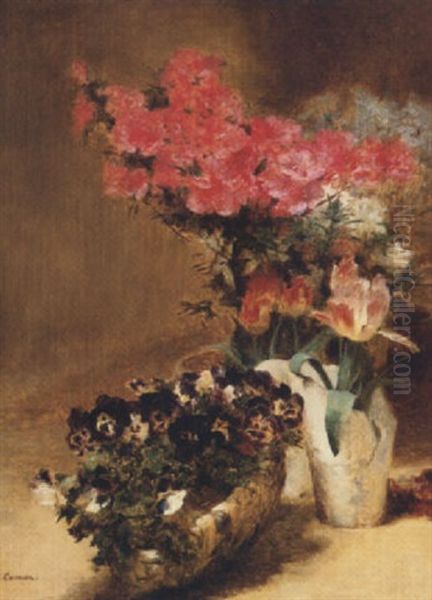 Bouquets De Fleurs Oil Painting by Fernand Cormon