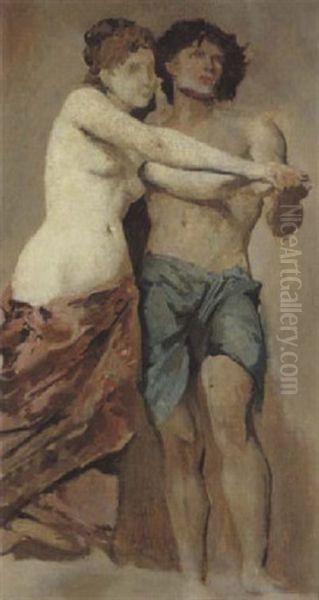 Femme Et Homme Dansant Oil Painting by Fernand Cormon