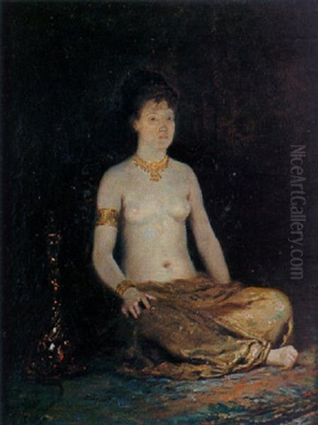 Jeune Femme Orientaliste Assise Oil Painting by Fernand Cormon