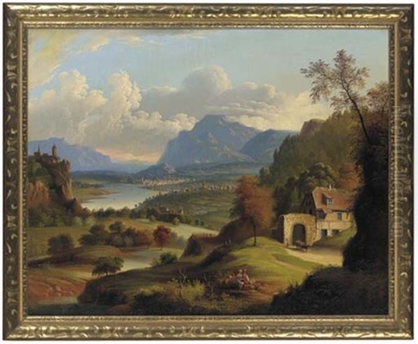 A Scenic Lanscape Overmantel Painting Oil Painting by Michele Felice Corne